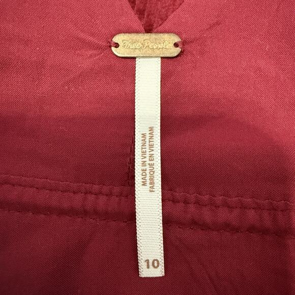 Free People Canyonland Jumper Dress Size 10 Red Velvet Corduroy Button Front NEW - Picture 6 of 11